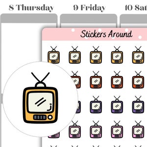 TV Icon Planner Stickers #2, Retro TV Icon Sticker,  Planner Stickers and Bullet Journal Stickers