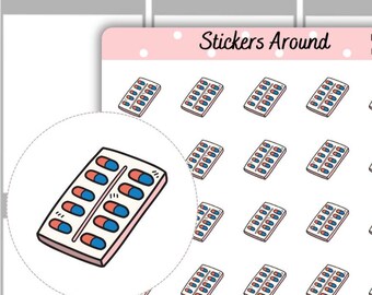 Pill Box Planner Stickers, Medication Reminder Icons, Weekly Vitamin Tracker, Supplement Log, Health Wellness Journal, AM PM Meds