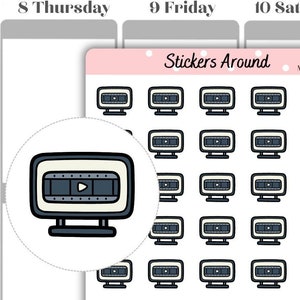 Movie Night Icon Planner Stickers, Planner Stickers and Bullet Journal Stickers