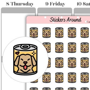 Adesivi per planner con icona di cibo per cani in scatola, adesivi per planner e adesivi per bullet journal