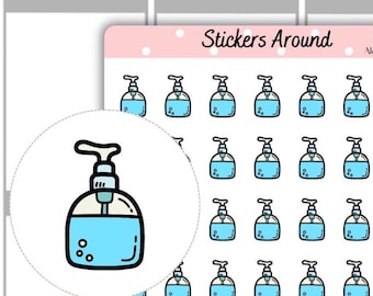 Hand Sanitizer Icon Planner Sticker, Alcohol Gel Hygiene Sticker, Clean Hands Reminder, Nurse Doctor Health Tracker
