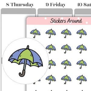 Adesivos de planejador de ícone de guarda-chuva nº 2, adesivos de planejador, adesivos de calendário, adesivos de diário de marcadores