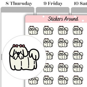 Maltees pictogram plannerstickers, sticker hondenliefhebber, plannerstickers en Bullet Journal-stickers