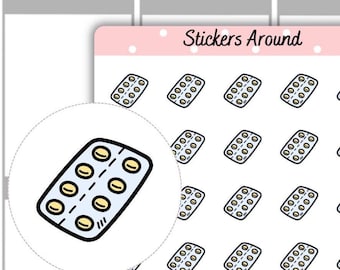 Medication Planner Stickers, Pill Icon, Medicine Reminder, Vitamin Supplement Stickers, Rx Prescription Log