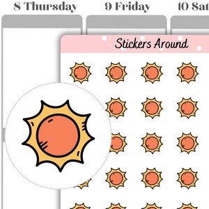 Pegatinas para planificador con icono del sol, pegatinas con icono del tiempo, pegatinas para calendario y bullet journal