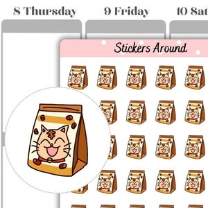 Adesivi per pianificatori con icone di cibo per gatti, adesivi per pianificatori e adesivi per bullet journal