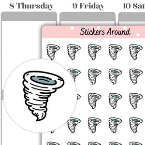 Adesivi per planner Tornado Icon, adesivi meteo, planner, calendari e bullet journal
