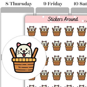 Cat in a Basket Icon Planner Stickers, Cat Lover Sticker, Planner Stickers and Bullet Journal Stickers