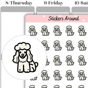 Poedelpictogram plannerstickers, hondenliefhebbersticker, plannerstickers en Bullet Journal-stickers
