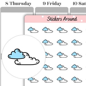 Pegatinas de planificador con icono de nubes, pegatina de icono del tiempo, pegatinas de calendario y bullet journal