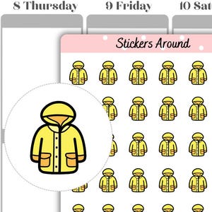 Adesivos de planejador de ícone de capa de chuva amarela, adesivos de planejador, adesivos de calendário, adesivos de diário de marcadores