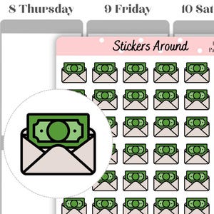 Gehaltscheck Symbol Planer Aufkleber, Gehaltscheck Aufkleber, Haushalt, Budget Aufkleber, Kalender Aufkleber, Bullet Journal Aufkleber