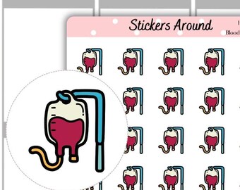 Blood Transfusion Planner Stickers, IV Bag Medical Icons, Blood Donation Tracker, Nurse Doctor Schedule