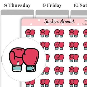 Pegatinas para planificador, pegatinas para calendario y pegatinas para Bullet Journal con icono de guante de boxeo