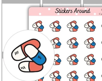 Capsule Icon Planner Stickers #1, Medication Planner Stickers, Pill Tracker Stickers, Medicine Reminder Stickers, Health Planner Icons