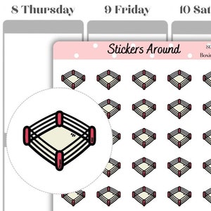 Pegatinas para planificador, calendario y Bullet Journal con icono de ring de boxeo