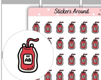 Blood Bag Planner Stickers, Blood Donation Tracker, Phlebotomy Nurse Medical Icon