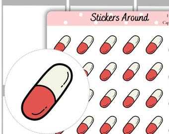 Capsule Icon Planner Stickers #2, Medication Planner Stickers, Pill Tracker Stickers, Medicine Reminder Stickers, Health Planner Icons
