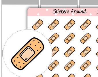 Plaster Icon Planner Stickers, Cute Bandage First Aid Decals, Sick Day Medical Tracker, Doctor Nurse Schedule, Kawaii Health Journal