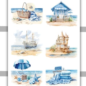 Summer Beach Decorative Sticker Sheet #2 | Planner Stickers, Bullet Journal, Journaling stickers, Scrapbooking