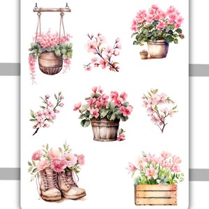 Pink Flowers Decorative Sticker Sheet | Planner Stickers, Bullet Journal, Journaling stickers, Scrapbooking