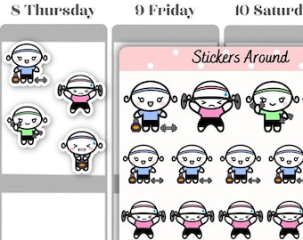 Sticker planificateur d'entraînement, Sticker salle de sport, Sticker haltérophilie, Sticker musculation, Sticker crossfit, Sticker calendrier et Bullet Journal