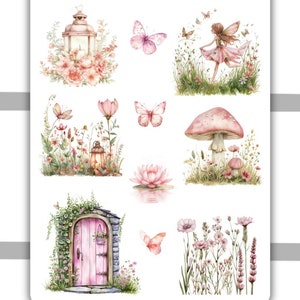 Fairy Garden Dekoratives Stickerblatt #2 | Planner Aufkleber, Bullet Journal, Journaling Aufkleber, Scrapbooking