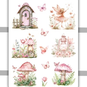 Fairy Garden Dekoratives Stickerblatt #3 | Planner Aufkleber, Bullet Journal, Journaling Aufkleber, Scrapbooking
