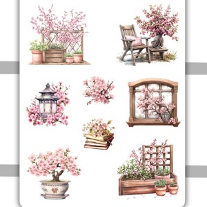 Cherry Blossom (Sakura) Dekoratives Stickerblatt #2 | Planner Aufkleber, Bullet Journal, Journaling Aufkleber, Scrapbooking