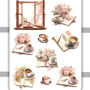 Hoja de pegatinas decorativas de café y planificador / Pegatinas de planificador, Bullet Journal, Pegatinas de diario, Scrapbooking