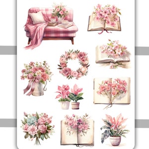 Foglio di adesivi decorativi con fiori e planner / Adesivi per planner, Bullet Journal, Adesivi per journaling, Scrapbooking