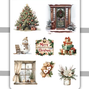 Merry Christmas Decorative Planner Sticker Sheet #12 | Planner Stickers, Bullet Journal, Journaling stickers, Scrapbooking