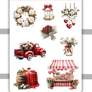 Valentine Love decoratief stickervel #5, Valentijnsdagstickers, plannerstickers, Bullet Journal, dagboekstickers, scrapbooking