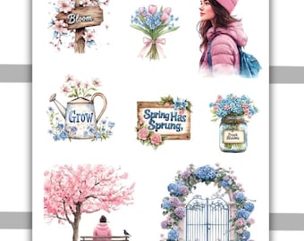 Arkusz naklejek dekoracyjnych Spring Blossom Haven nr 1 | Naklejki do planera, Bullet Journal, Naklejki do dziennika, Scrapbooking