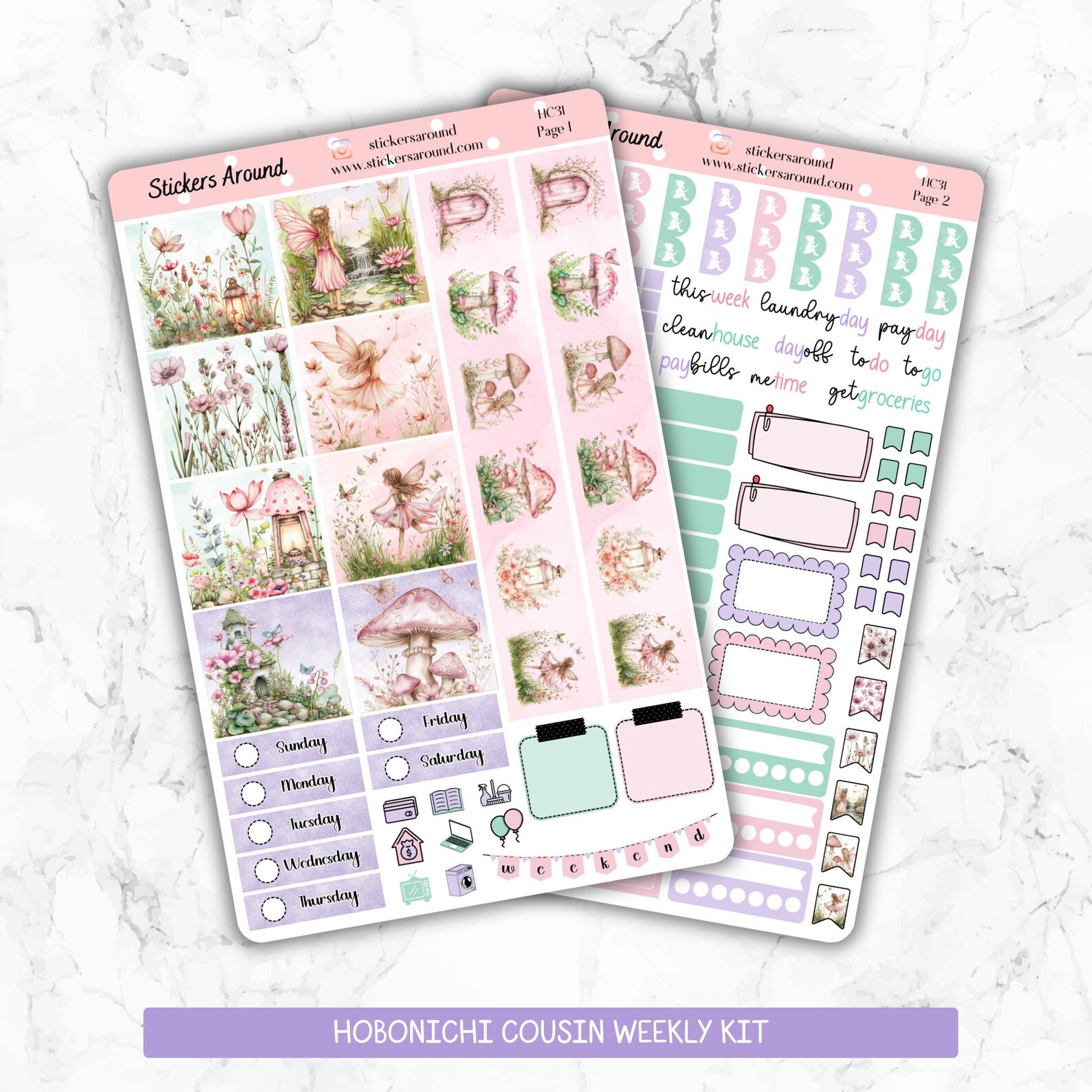 Fairy Garden - Weekly Planner Stickers Kit for Hobonichi Cousin, Hobo ...