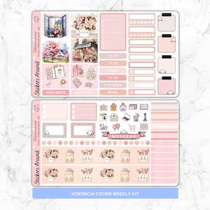 Kit hebdomadaire de belle cousine Hobonichi de printemps | Kit d'autocollants sur le thème du printemps | Sticker pour agenda colonnes de 1,3 po de large