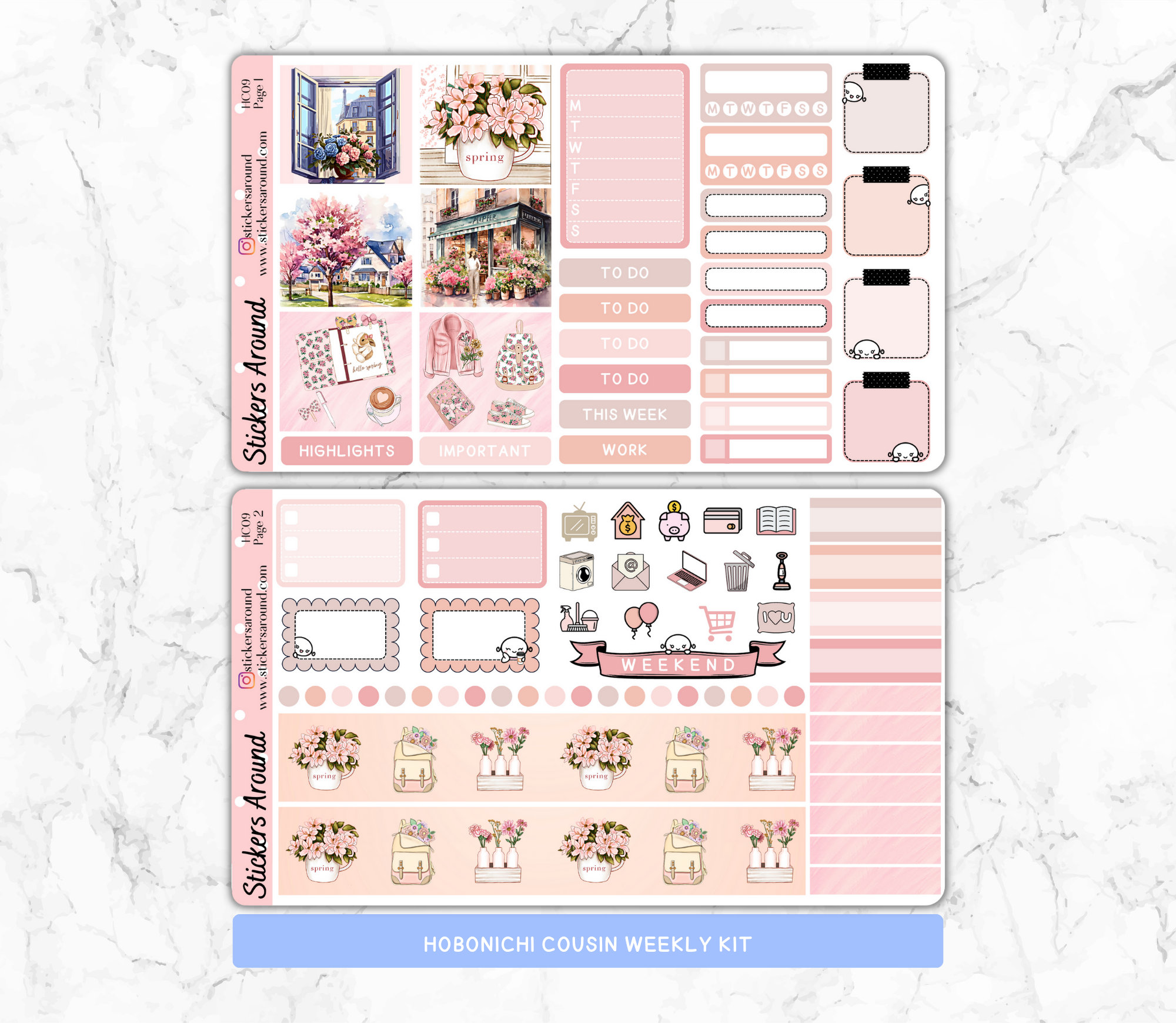 Beautiful Spring Hobonichi Cousin Weekly Kit | Spring Themed Sticker ...