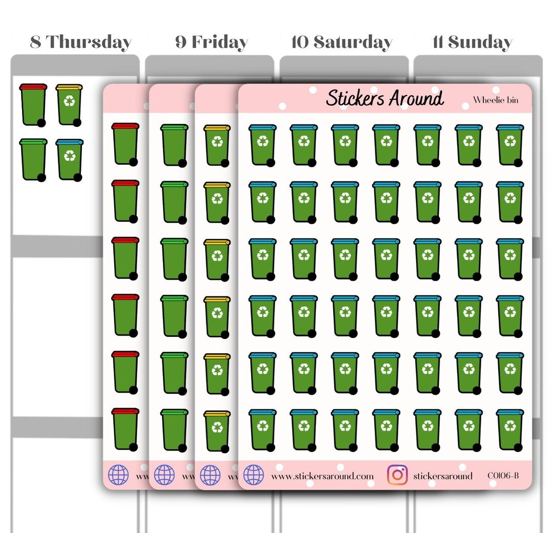 Wheelie Bin Stickers Rubbish Bin Stickers Recycle Bin Etsy