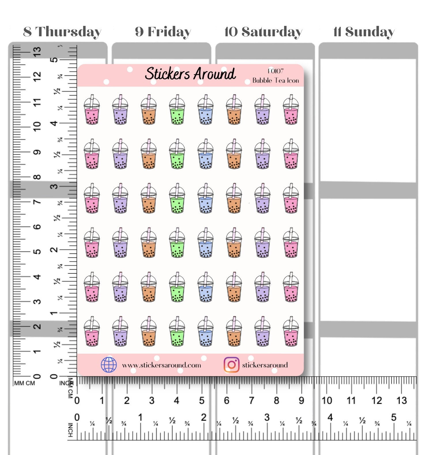 Bubble Tea Icon Planner Sticker, Boba Tea Sticker, Icon Tracker Sticker ...