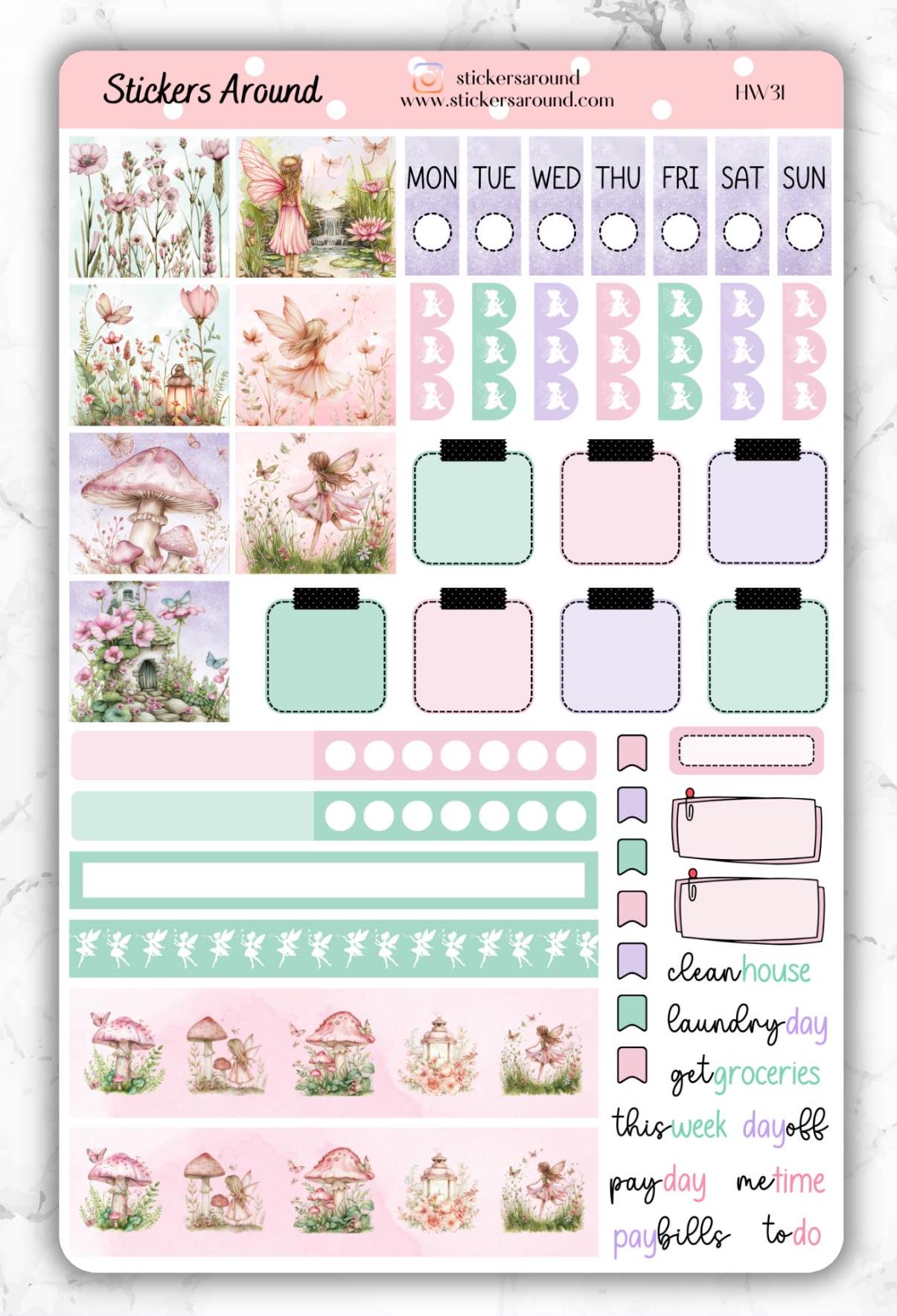 Fairy Garden - Weekly Planner Sticker for Hobonichi Weeks, Hobo Techo ...