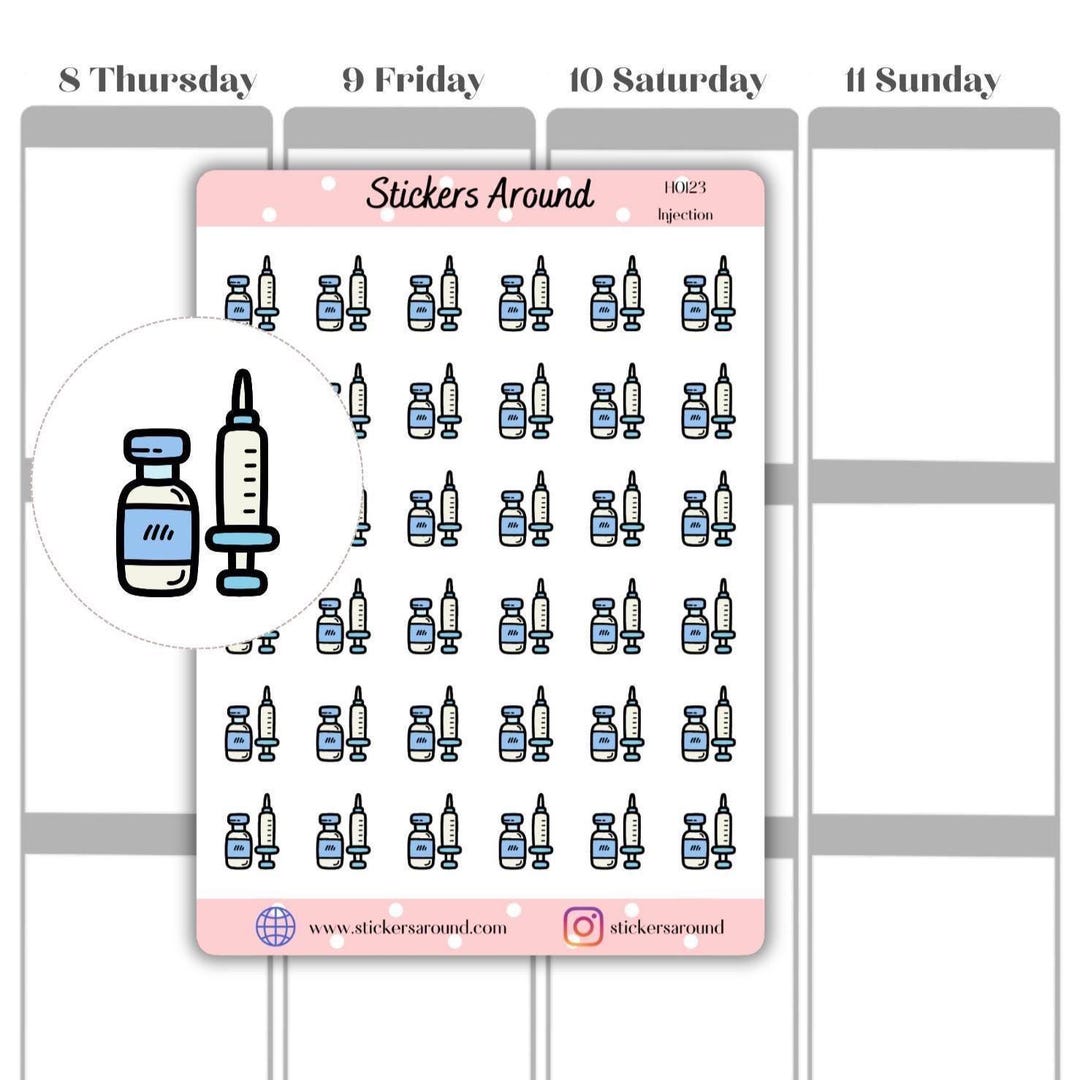 Injection Icon Planner Stickers, Calendar Stickers, Bullet Journal ...