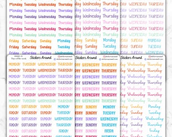 Small Days of the Week Script Planner Sticker, Weekly Planner Sticker