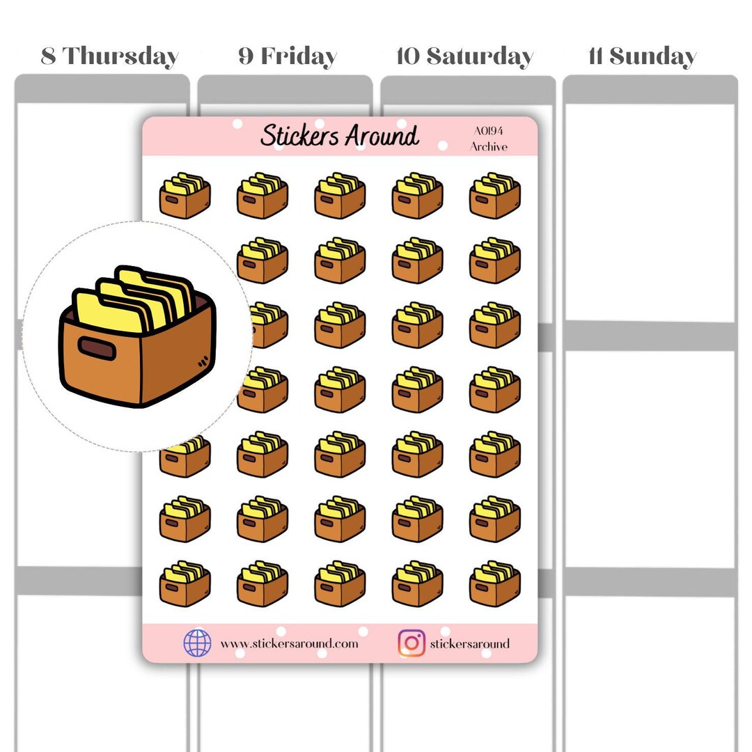 Archive Files Icon Stickers | Planner Stickers and Bullet Journal ...