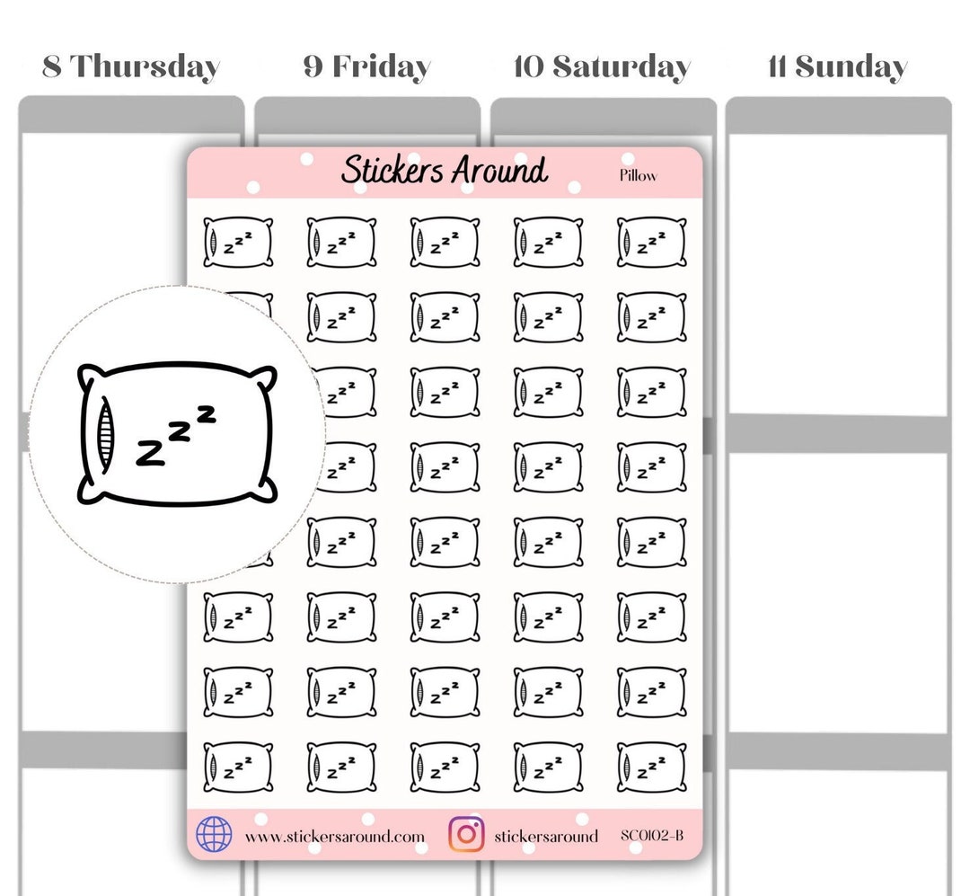 Pillow Icon Planner Sticker, Sleep Tracker Sticker, Sleeping Sticker ...