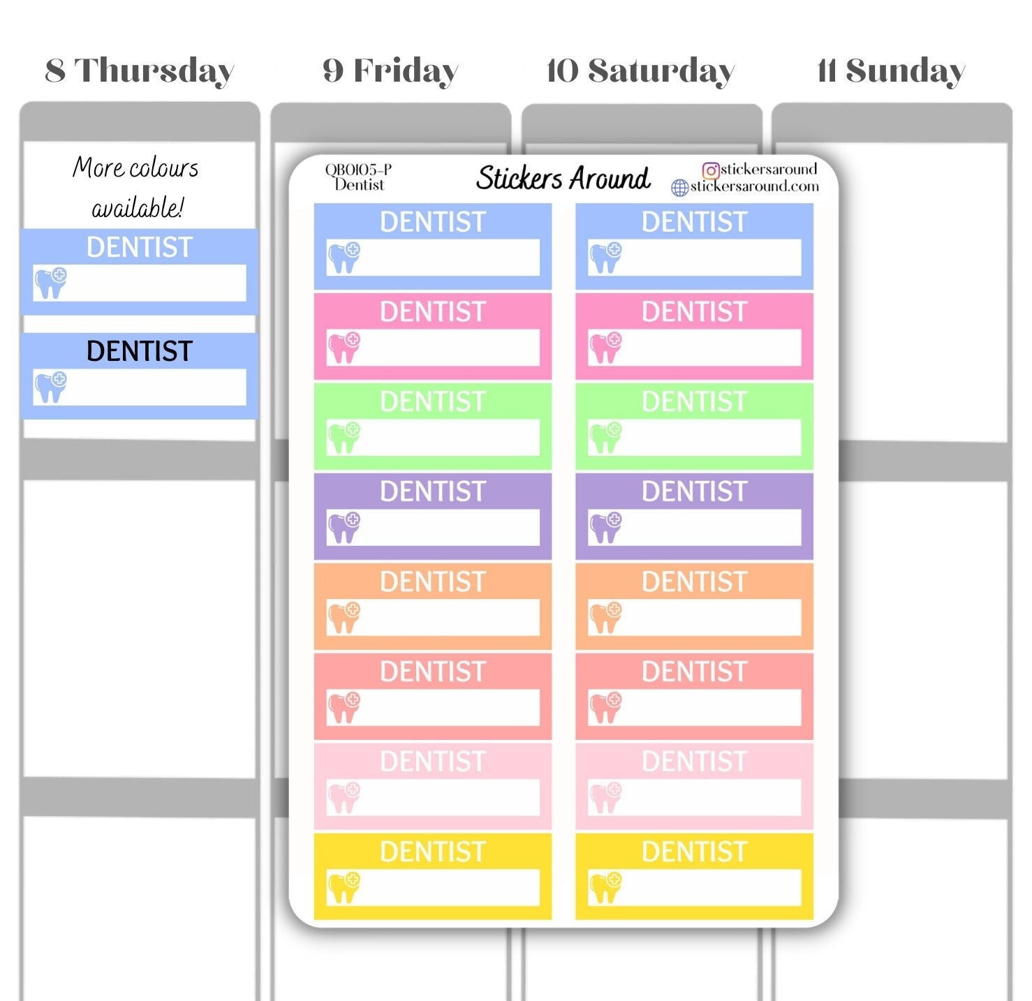 Dentist Appointment Planner Sticker, Dentist Quarter Box Sticker ...