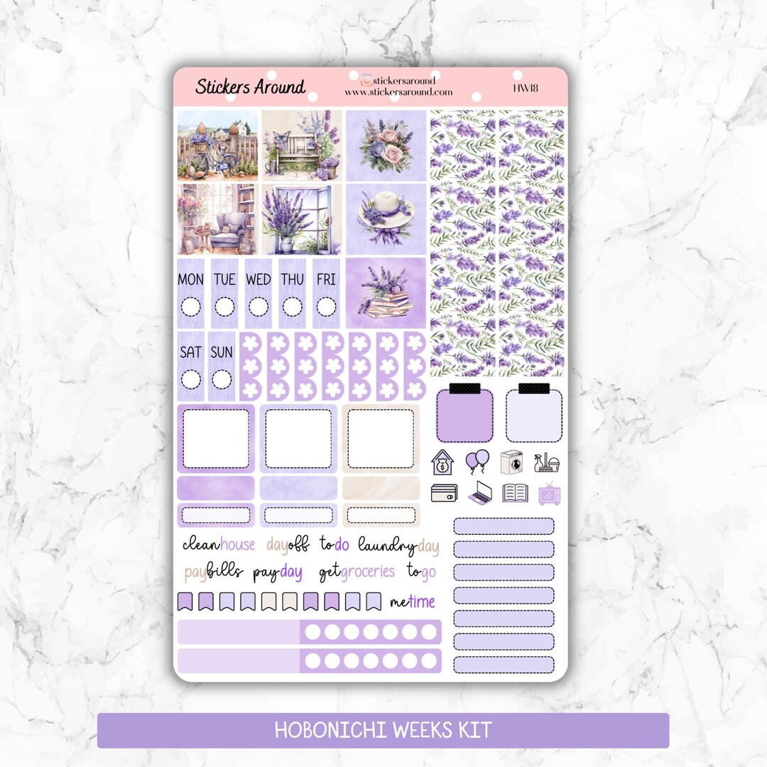 Lavender Fields Hobonichi Weeks Kit, Hobo Techo Weeks Planner Sticker ...