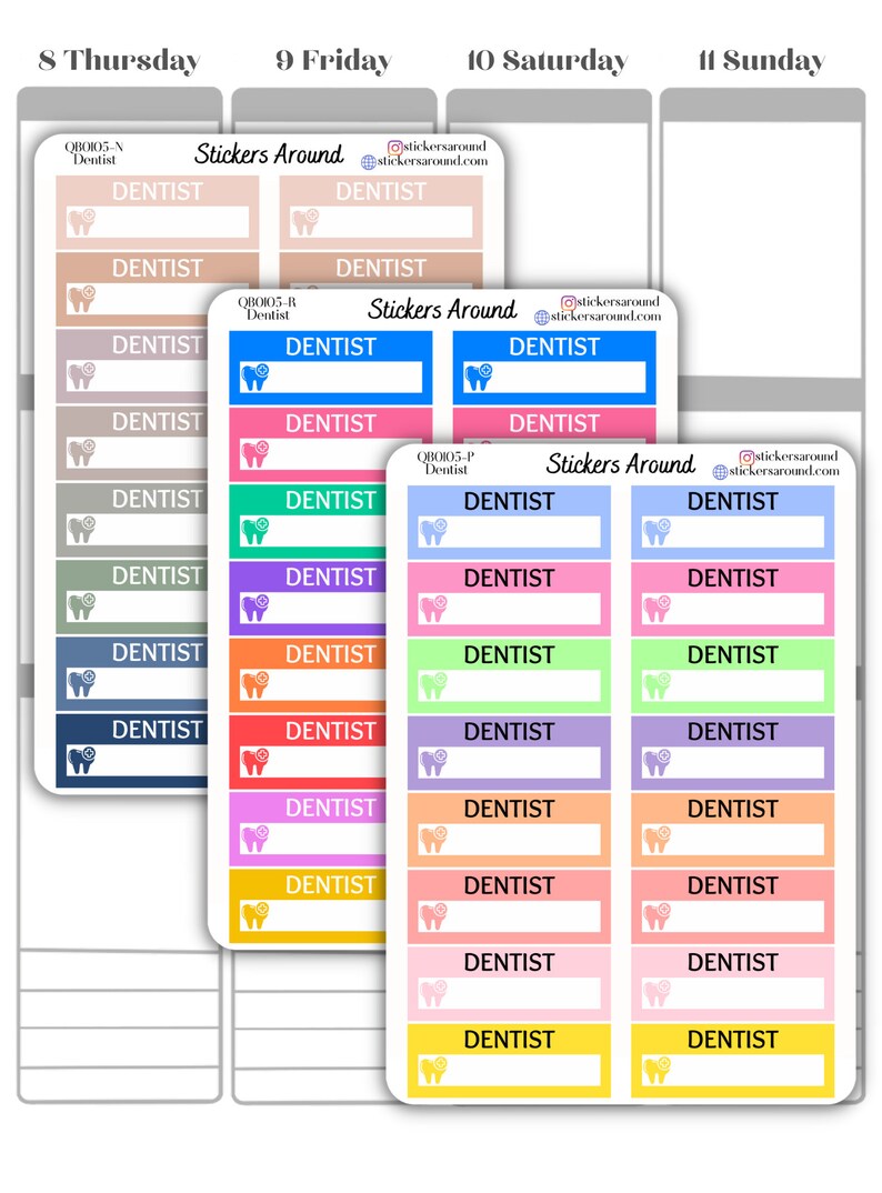 Dentist Appointment Planner Sticker, Dentist Quarter Box Sticker ...