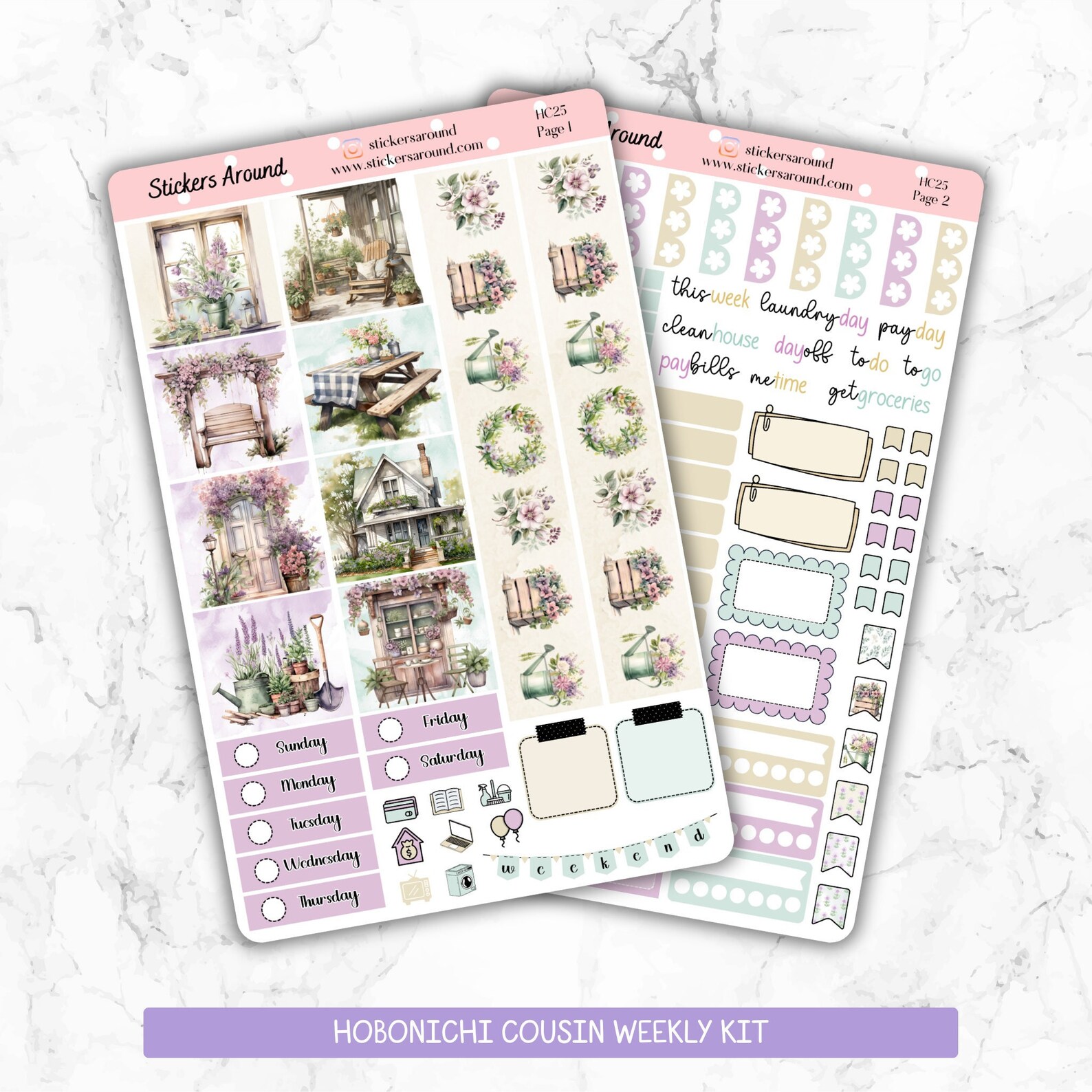 Rustic Spring - Weekly Planner Stickers Kit for Hobonichi Cousin, Hobo ...