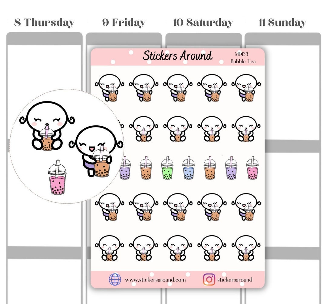 Bubble Tea Time Planner Sticker, Boba Tea Time, Bubble Tea Lover ...