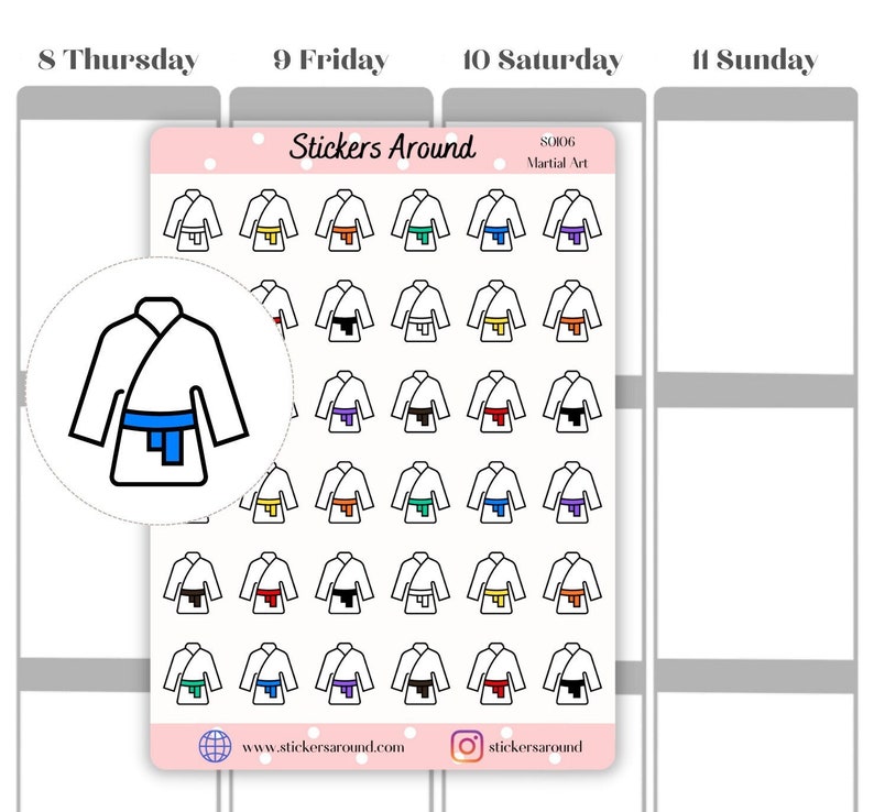 Martial Art Icon Planner Sticker, Karate Sticker, Taekwondo Sticker ...
